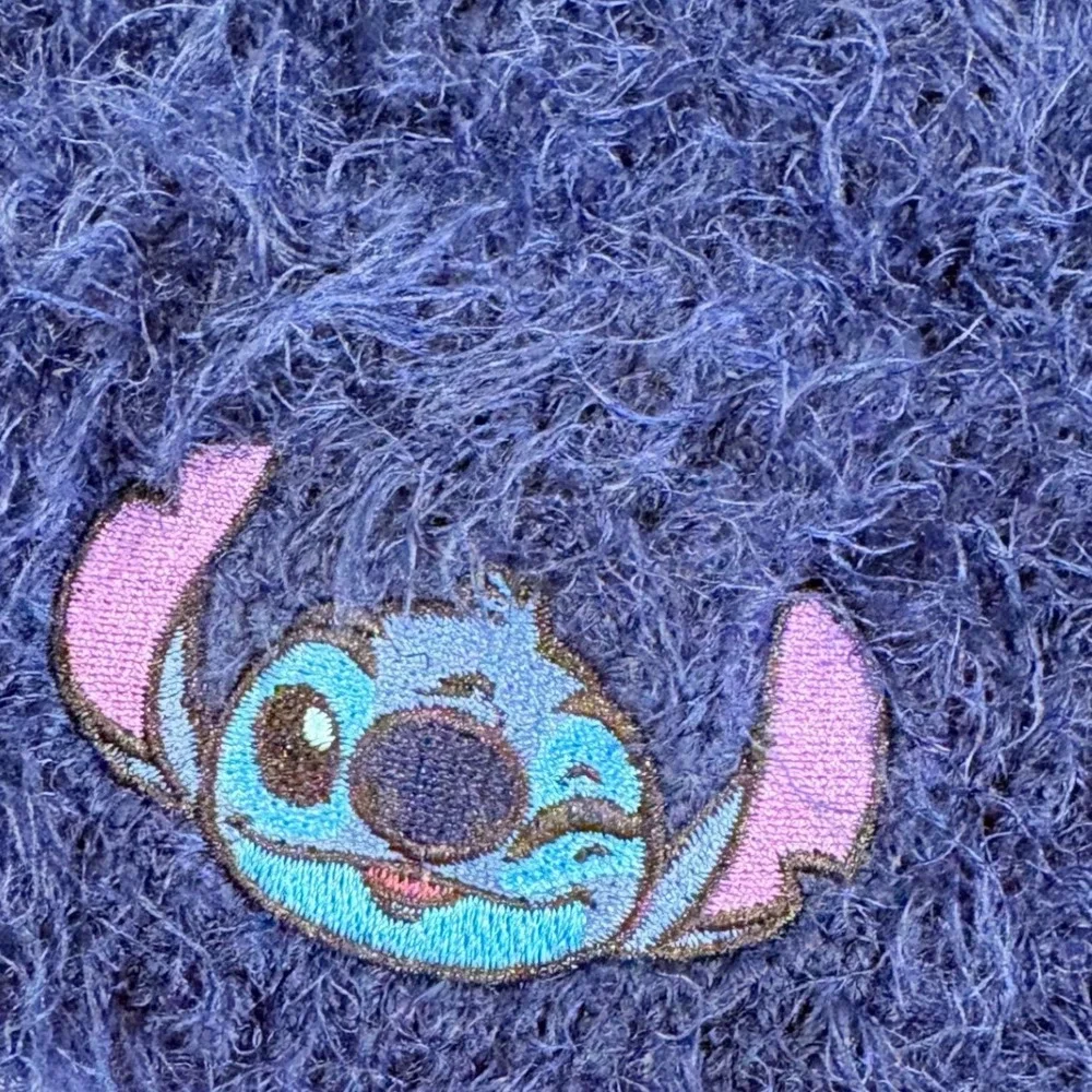 Y2K Gorpcore Beanie Fuzzy Eyelash Knit Disney Stitch Bioworld Women OS Blue